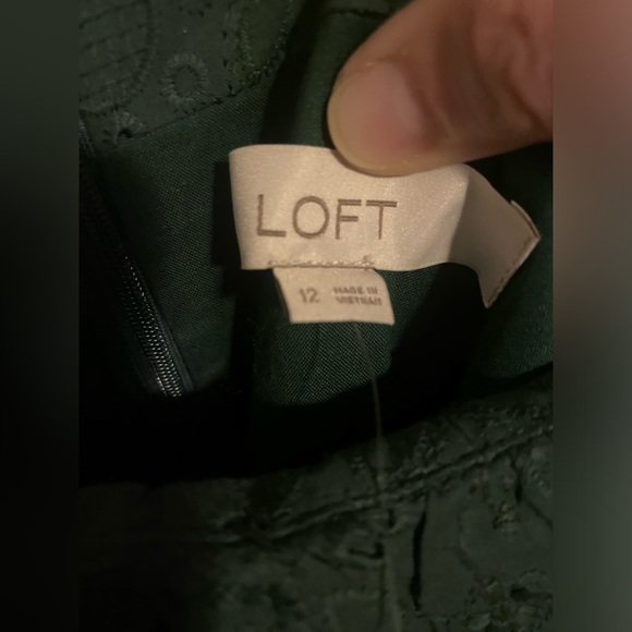 LOFT size 12 Eyelet Ruffle Square Neck Midi Dress - Picture 2 of 6